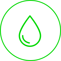 Here we have the icon of a green dimension with rounded edges, representing the flow or quantity of a liquid.