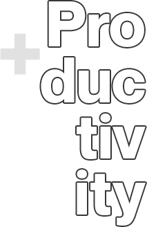 Productivity written in large letters with a transparent background and black edges